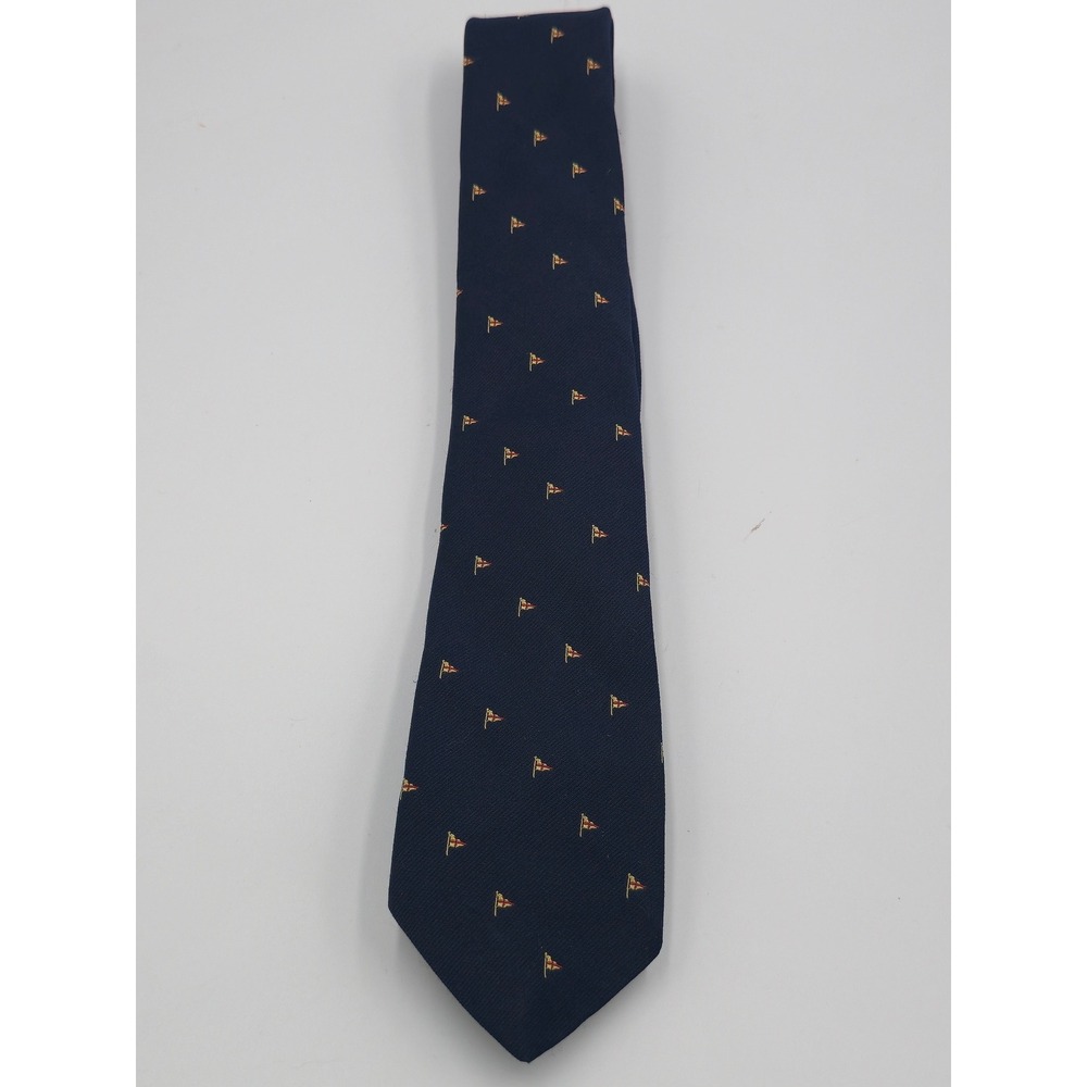 John Frederics Vintage Navy Blue Nautical Signal Flag Necktie Union Made 53.5"